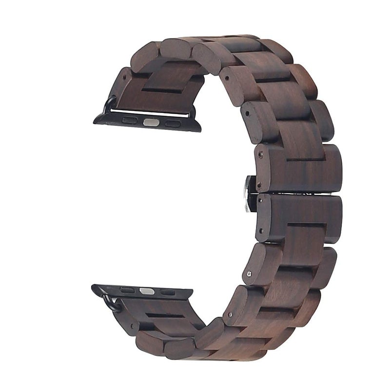 Kinobo Wooden Watch Band Compatible with Apple Watch, 100% Eco-Friendly Natural Hardwood Watch Strap Thickened Wrist Bracelet for iWatch Series 7, 6, 5, 4, 3, 2, 1, Sport, Edition (Brown-38/40/41mm) - Image 2
